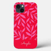 Coque iphone personnalisable de feuillage rose et (Verso)