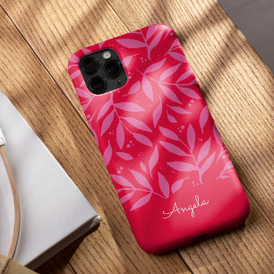 Coque iphone personnalisable de feuillage rose et