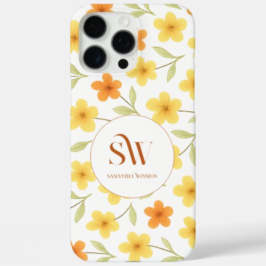 Coque iphone personnalisé avec orange|Fleur jaune (Verso)