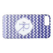 Coque iphone personnalisé Blue Ombre Chevron (Dos (Horizontal))