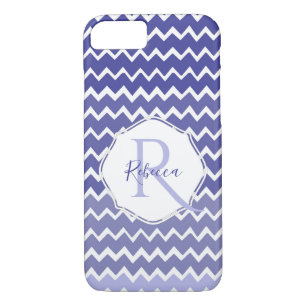 Coque iphone personnalisé Blue Ombre Chevron