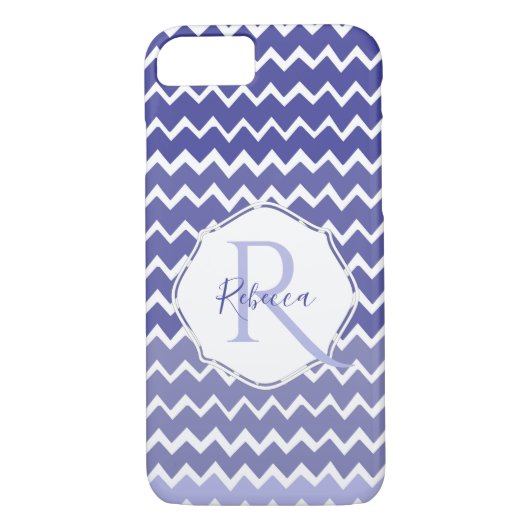 Coque iphone personnalisé Blue Ombre Chevron (Dos)
