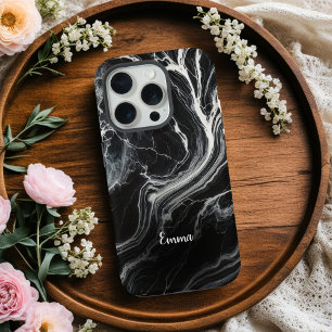 Coque iphone personnalisé chic en marbre noir