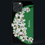 Coque iphone personnalisé en fleur de bois de chie<br><div class="desc">Habille ton iPhone avec cette étagère téléphonique qui comporte de jolies fleurs de bois de chien avec parement vert et noir. Vous le personnaliserez avec votre nom,  avant de le placer dans votre panier.</div>