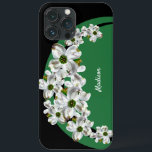 Coque iphone personnalisé en fleur de bois de chie<br><div class="desc">Habille ton iPhone avec cette étagère téléphonique qui comporte de jolies fleurs de bois de chien avec parement vert et noir. Vous le personnaliserez avec votre nom,  avant de le placer dans votre panier.</div>