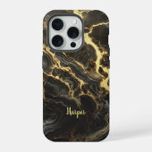 Coque iphone personnalisé en marbre d'or noir (Verso)