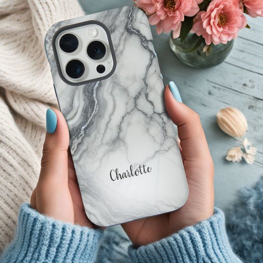 Coque iphone personnalisé en marbre gris