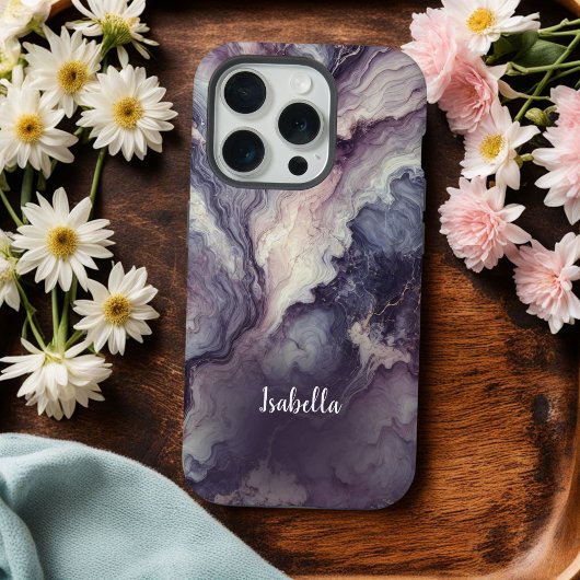 Coque iphone personnalisé en marbre violet - Abstr