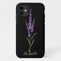 Coque iphone personnalisé Lavender Stem sur noir