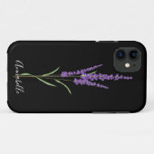 Coque iphone personnalisé Lavender Stem sur noir (Dos (Horizontal))