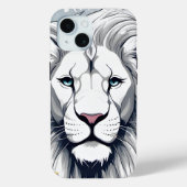 Coque iphone personnalisé, Lion blanc visage desig (Verso)