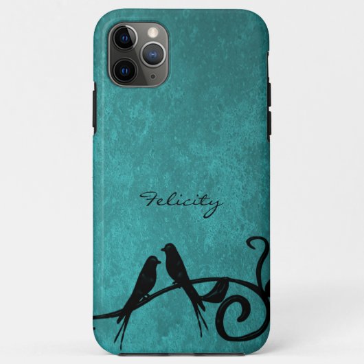 coque iphone personnalisé Lovebirds turquoise (Dos)