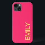 Coque iphone personnalisé moderne Bold Pink<br><div class="desc">Moderne Bold rose rose Personnalisé iPhone 13 Coque. Coque iphone personnalisé avec nom.</div>