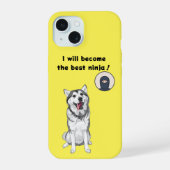 Coque iphone Personnalisé Ninja Husky Jaune (Verso)