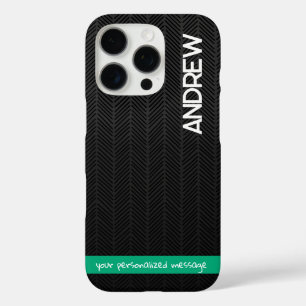 Coque iphone personnalisé noir moderne avec messag