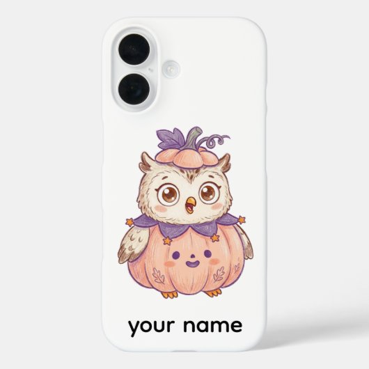 Coque iPhone personnalisée Chouette Citrouille Hal (Verso)