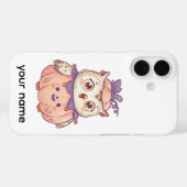 Coque iPhone personnalisée Chouette Citrouille Hal (Verso (horizontal))