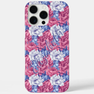 Coque iPhone Pivoines Violettes Nom Personnalisé P