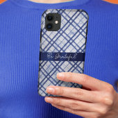 coque iphone plaid bleu Abstrait