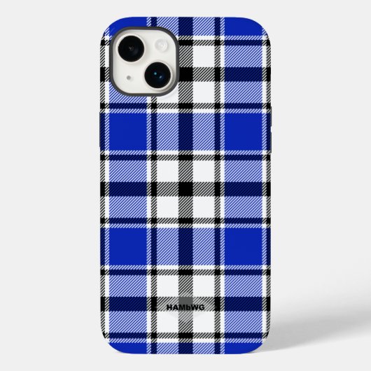 Coque iphone Plaid bleu, noir et blanc HAMbWG (Verso)
