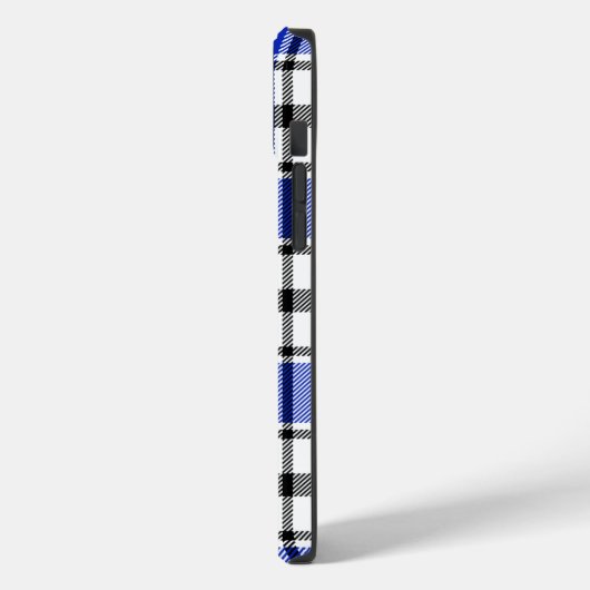 Coque iphone Plaid bleu, noir et blanc HAMbWG (Verso / Gauche)