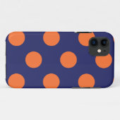 coque iphone Polka Dot Marine bleu & orange (Dos (Horizontal))