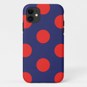 coque iphone Polka Dot Marine Bleu & Rouge