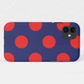 coque iphone Polka Dot Marine Bleu & Rouge (Dos (Horizontal))