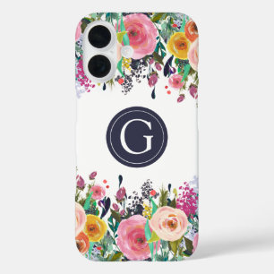Coque iphone pomme Monogramme Floral Peint
