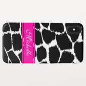 coque iphone poster de animal noir, blanc et rose (Dos (Horizontal))