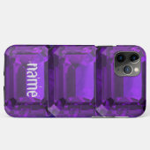 Coque iphone pourpre Amethyst Gemstone avec initia (Dos (Horizontal))