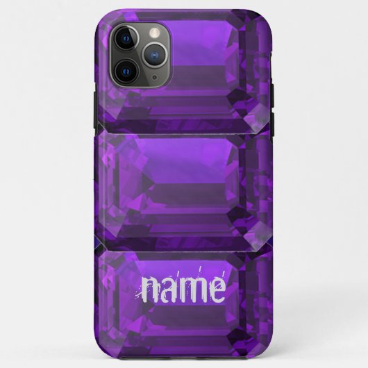 Coque iphone pourpre Amethyst Gemstone avec initia (Dos)