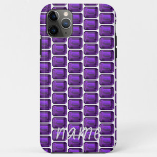 Coque iphone pourpre Améthyste Motif avec Monogram