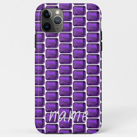Coque iphone pourpre Améthyste Motif avec Monogram (Dos)