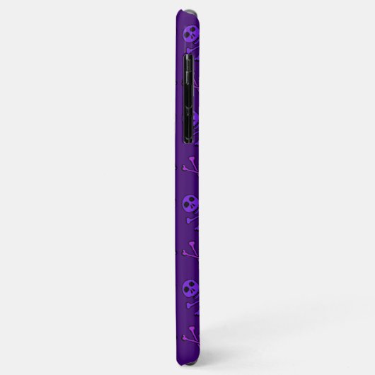 Coque iphone pourpre de crânes (Dos/Gauche)