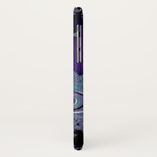 Coque iphone pourpre de dentelle de fractale de (Dos/Gauche)