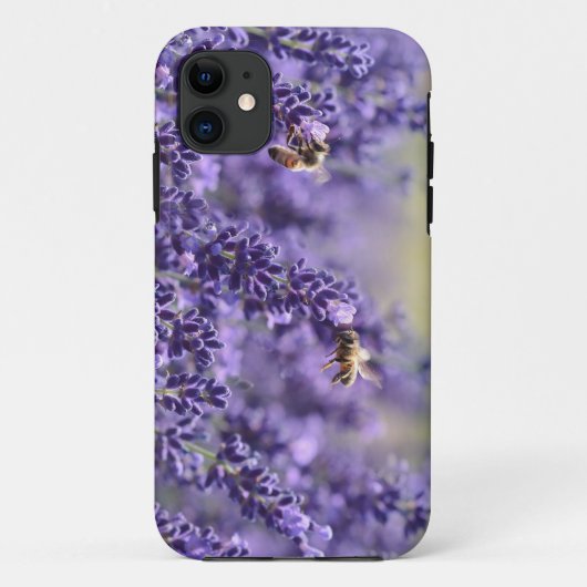 Coque iphone pourpre de lavande et d'abeilles (Dos)