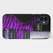 Coque iphone pourpre de monogramme de guitare (Dos (Horizontal))