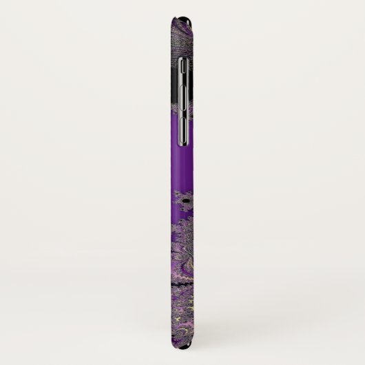 Coque iphone pourpre perlé de monogramme de (Dos/Gauche)