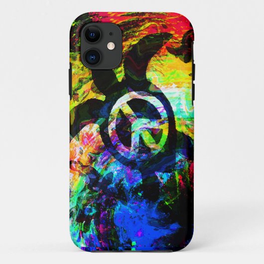 Coque iphone psychédélique de tortue de paix (Dos)