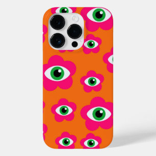 Coque iphone rétro orangé et rose des yeux