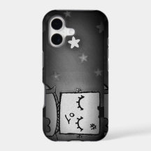 Coque iphone robot mou noir et blanc