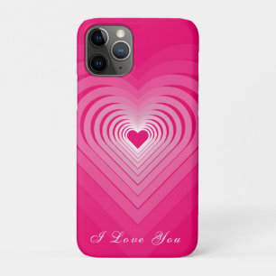 Coque iphone rose avec Coeurs et Texte - Je t'aime