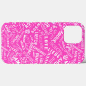 Coque iphone rose avec texte d'amour multilingue (Verso (horizontal))