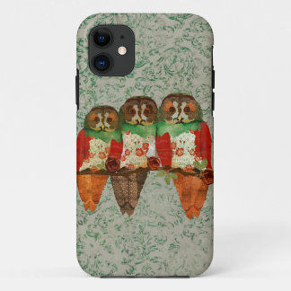 Coque iphone rose de damassé de jade de hiboux