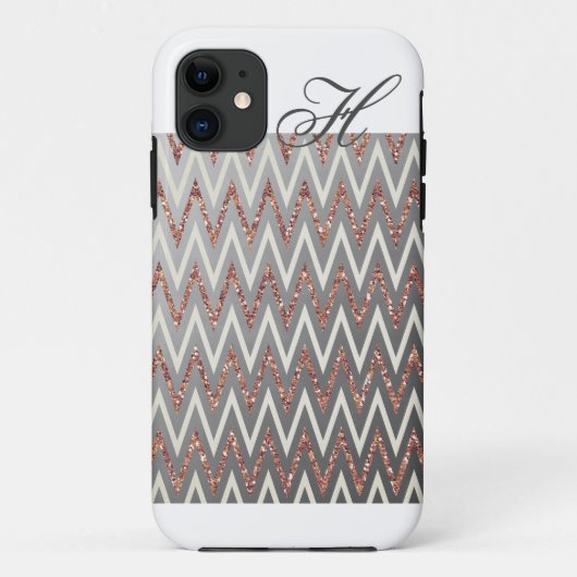Coque iphone rose de monogramme de Chevron de (Dos)