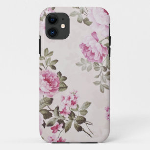 Coque iphone rose floral vintage élégant