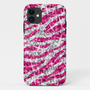 Coque iphone rose Glitz Zebra (horizontal)