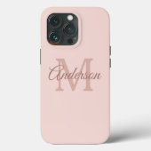 Coque iphone rose Pastel personnalisé | Monogramme (Verso)