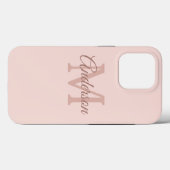 Coque iphone rose Pastel personnalisé | Monogramme (Verso (horizontal))